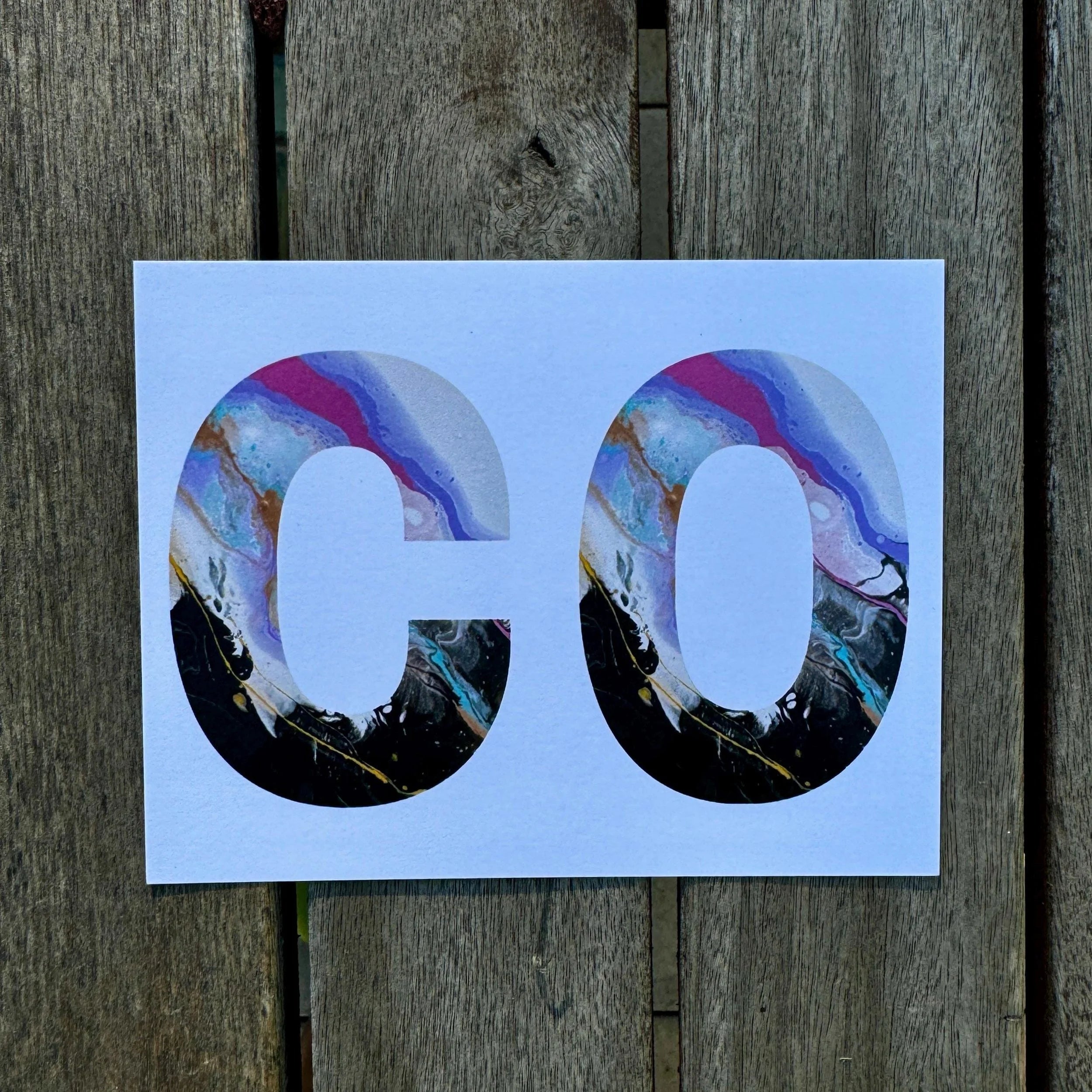 Colorado Abbreviation Postcard - CO -  4.25"x5.5" - Rainbow