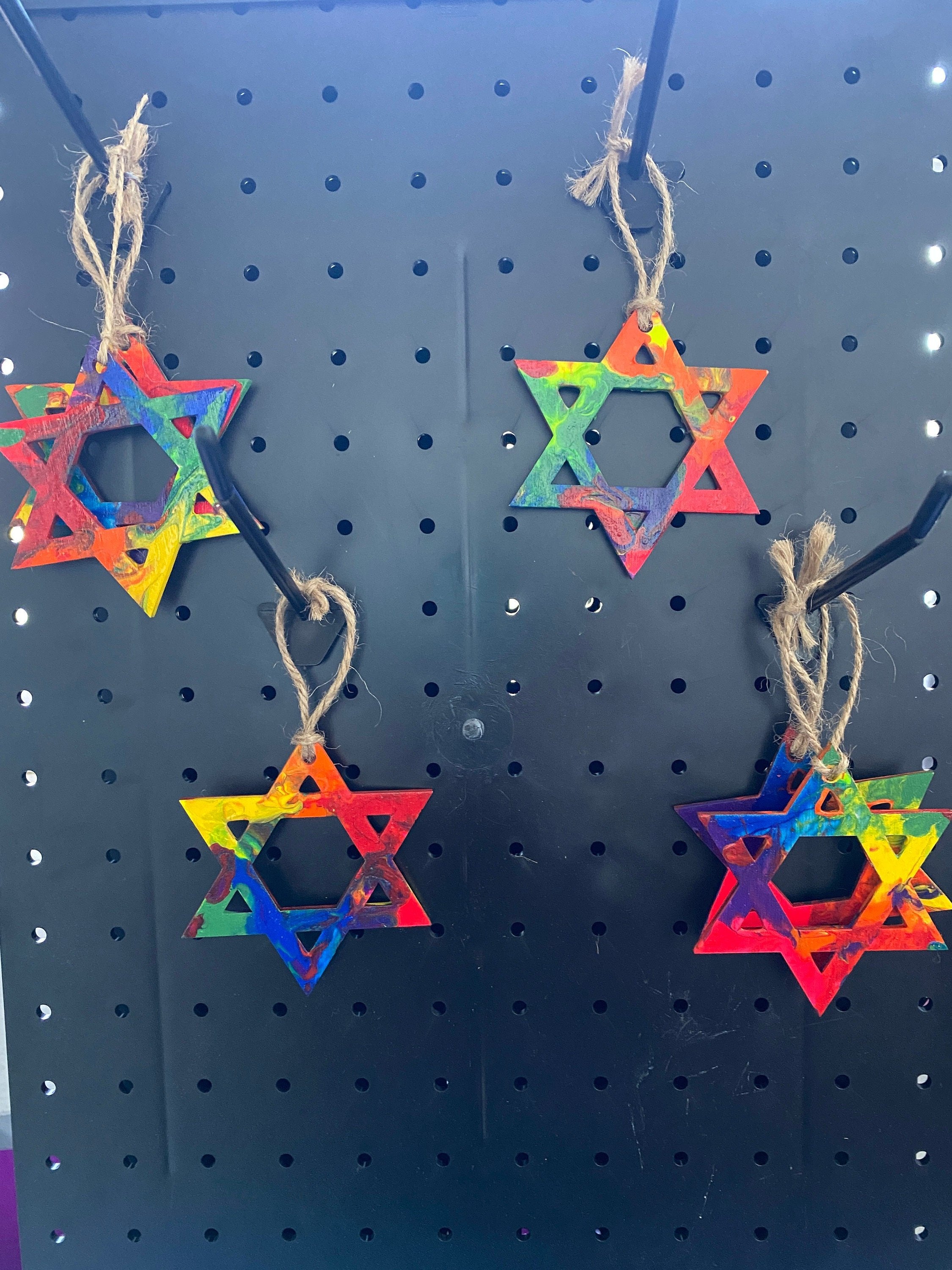 Rainbow Jewish Star decorations - Window Hanging, Wall Hanging, Gift Tags