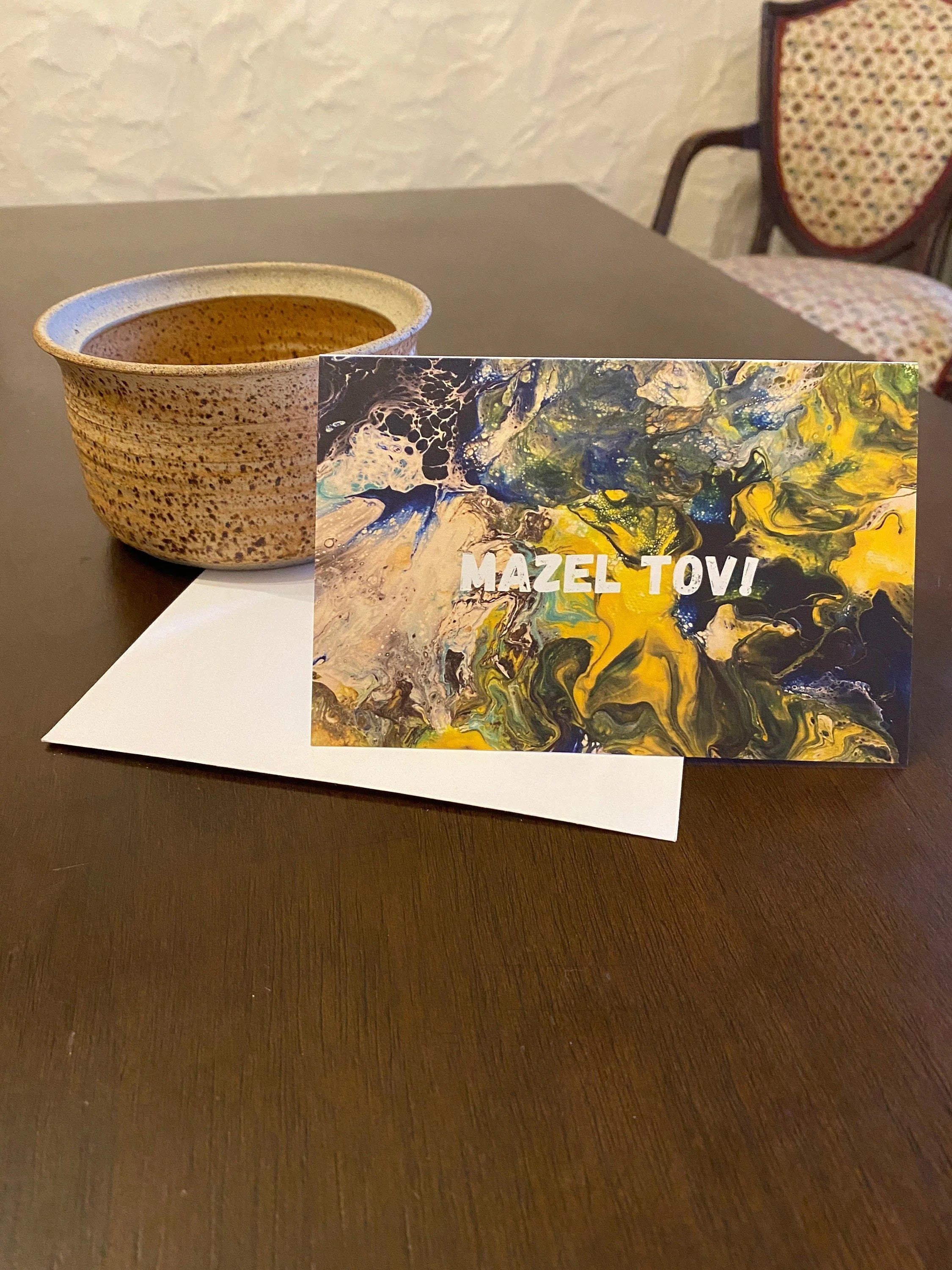 Mazel Tov Greeting Card - Abstract Painting