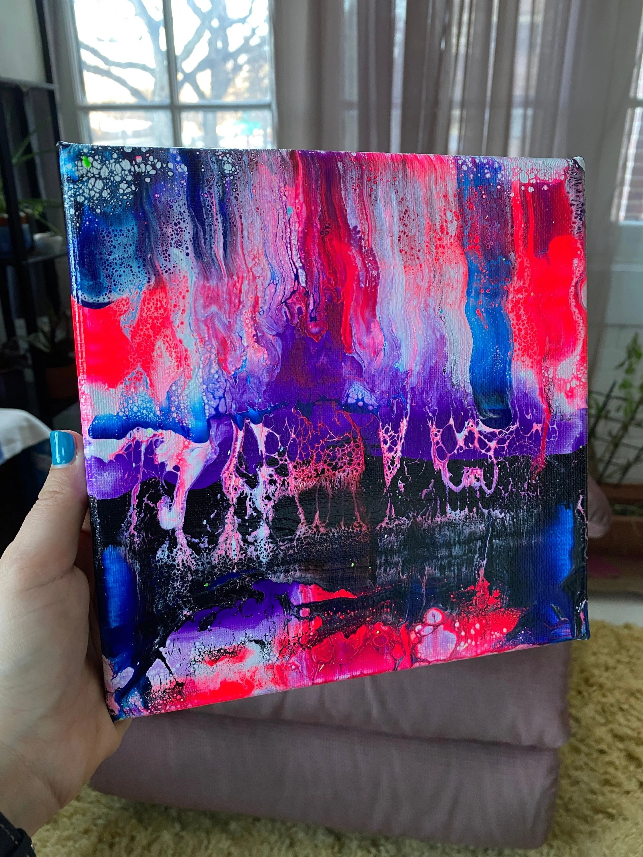 Genderfluid Pride Pour Painting - Subtle Pride Art - "You are Loved #12" 8"x8" Fluid Art Painting
