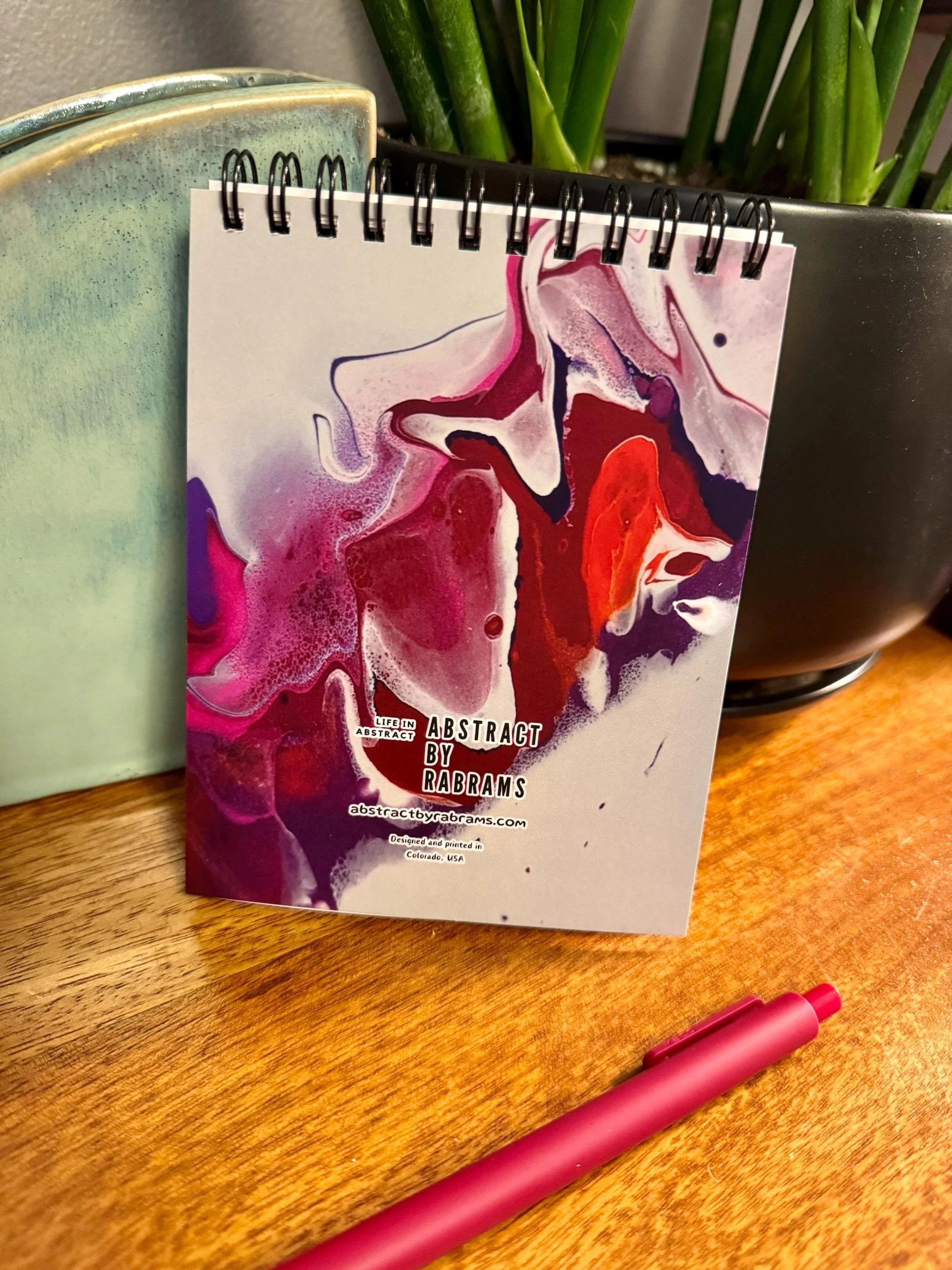 Pink, Purple and White Spiral Notepad with Soft Touch Cover  - 5.5x4.25