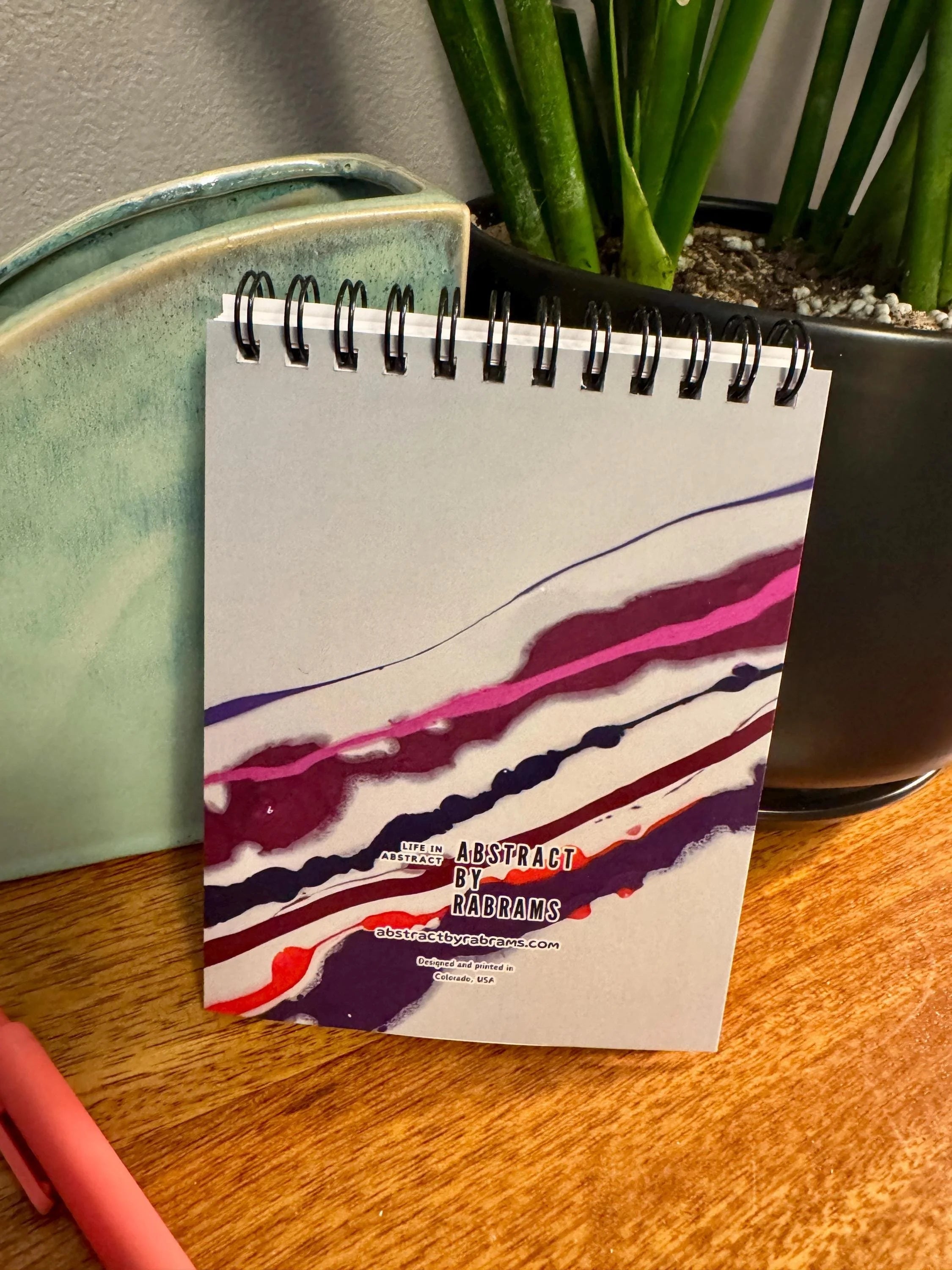 Pink and White Spiral Notepad with Soft Touch Cover  - 5.5x4.25