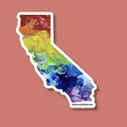California State Sticker - 3” x 2.5" - Polypropylene - Rainbow - Sunset - Trans - LGBTQ+