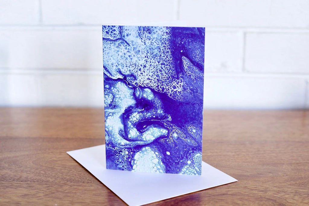 Abstract Snow Pour Painting Greeting Card - 4"x6" - Blank Inside - All Occasions