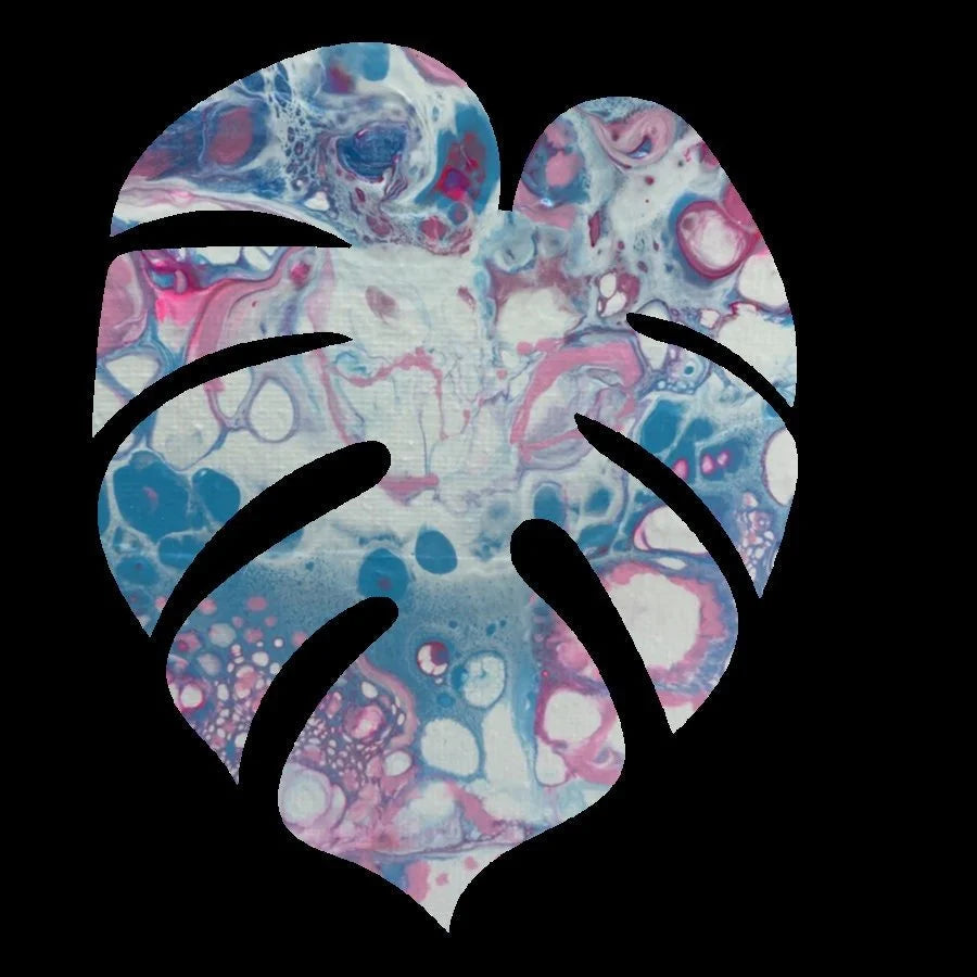 Monstera Sticker - 3″ - Blue and Pink - Vinyl