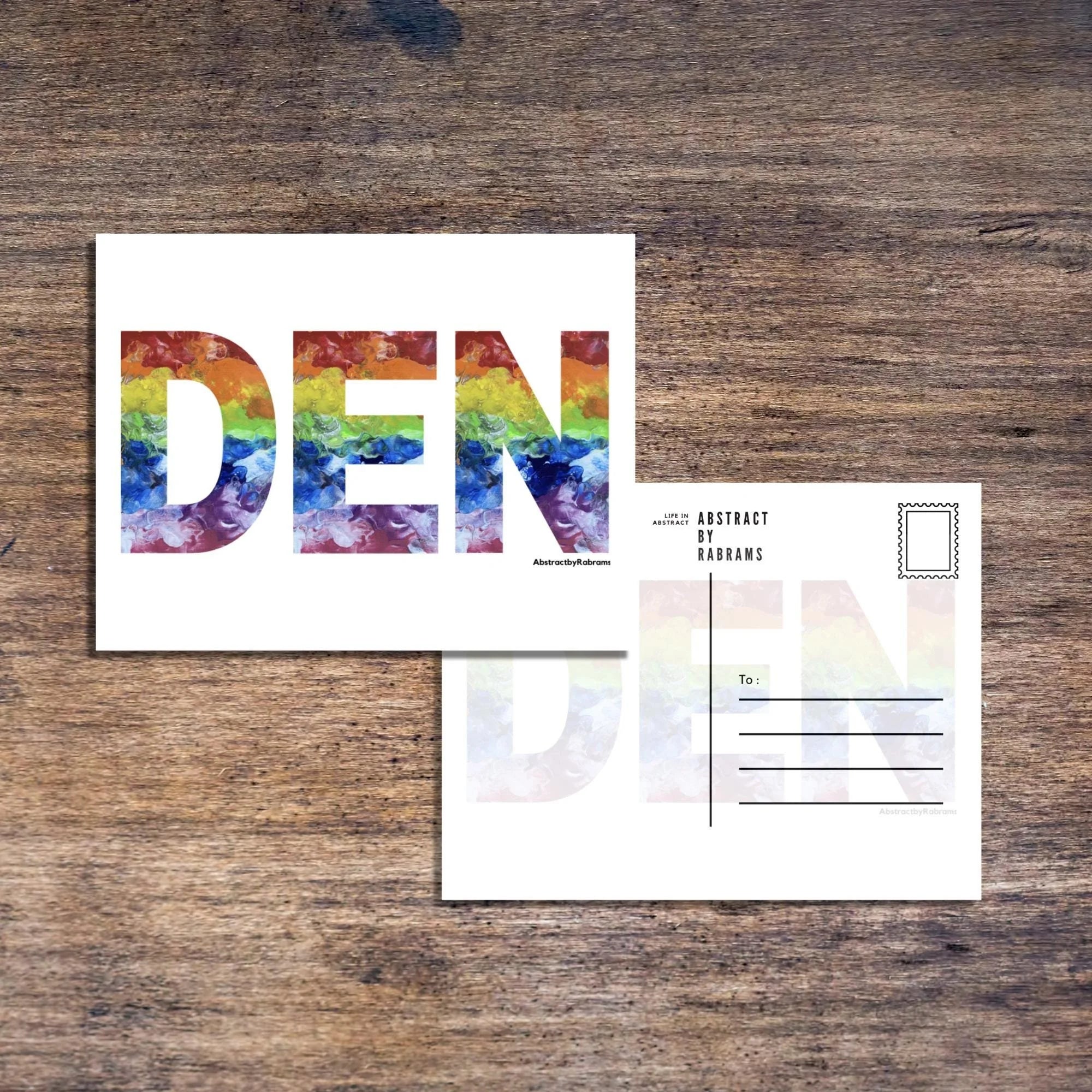 Denver Abbreviation Postcard - DEN -  4.25"x5.5" - Rainbow