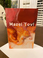 Mazel Tov Pink and Orange Greeting Card