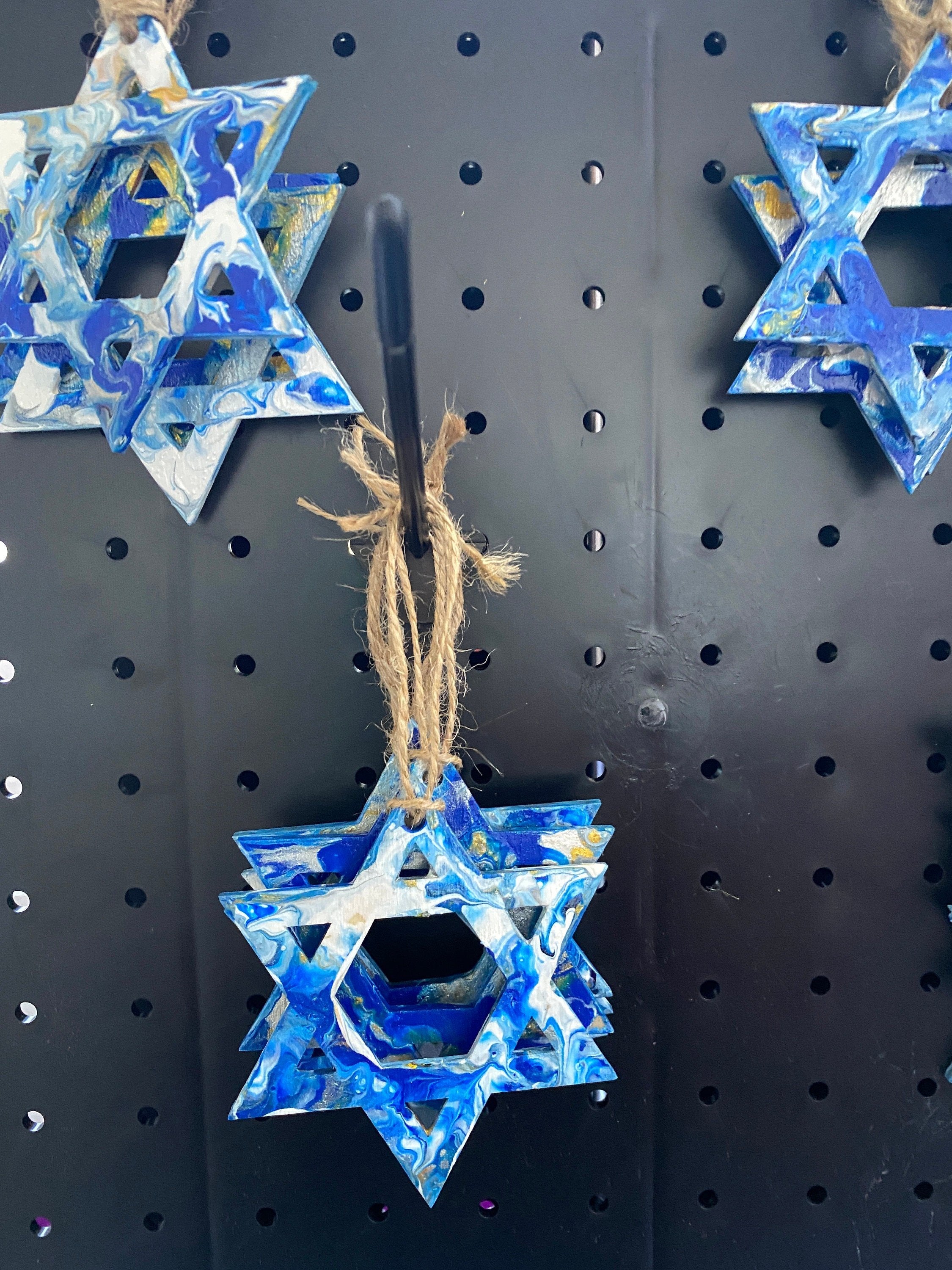Painted Wooden Jewish Star decorations