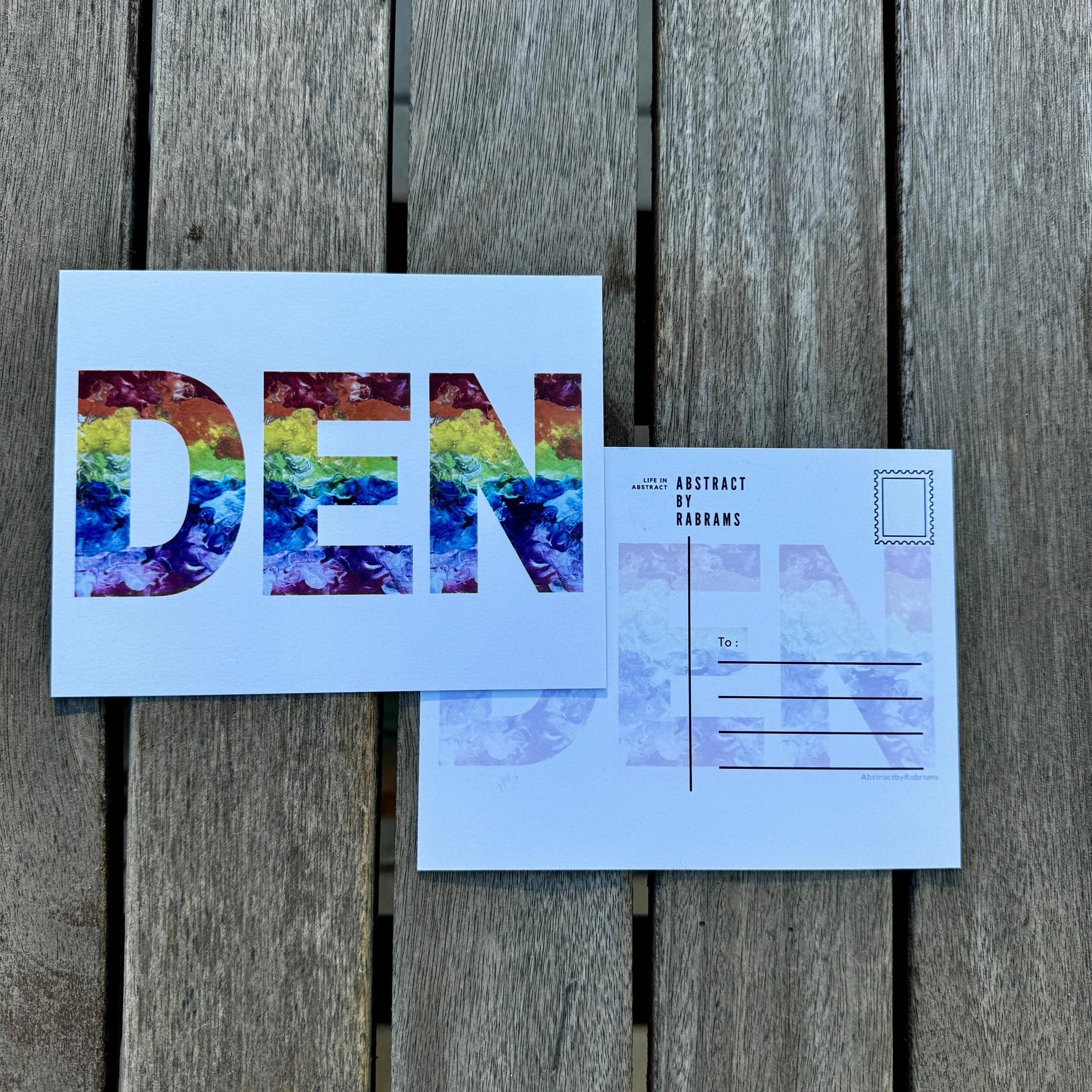 Denver Abbreviation Postcard - DEN -  4.25"x5.5" - Rainbow