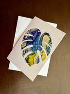 Yellow, Green & Blue Monstera Greeting Card - 4"x6" - 100% PCW