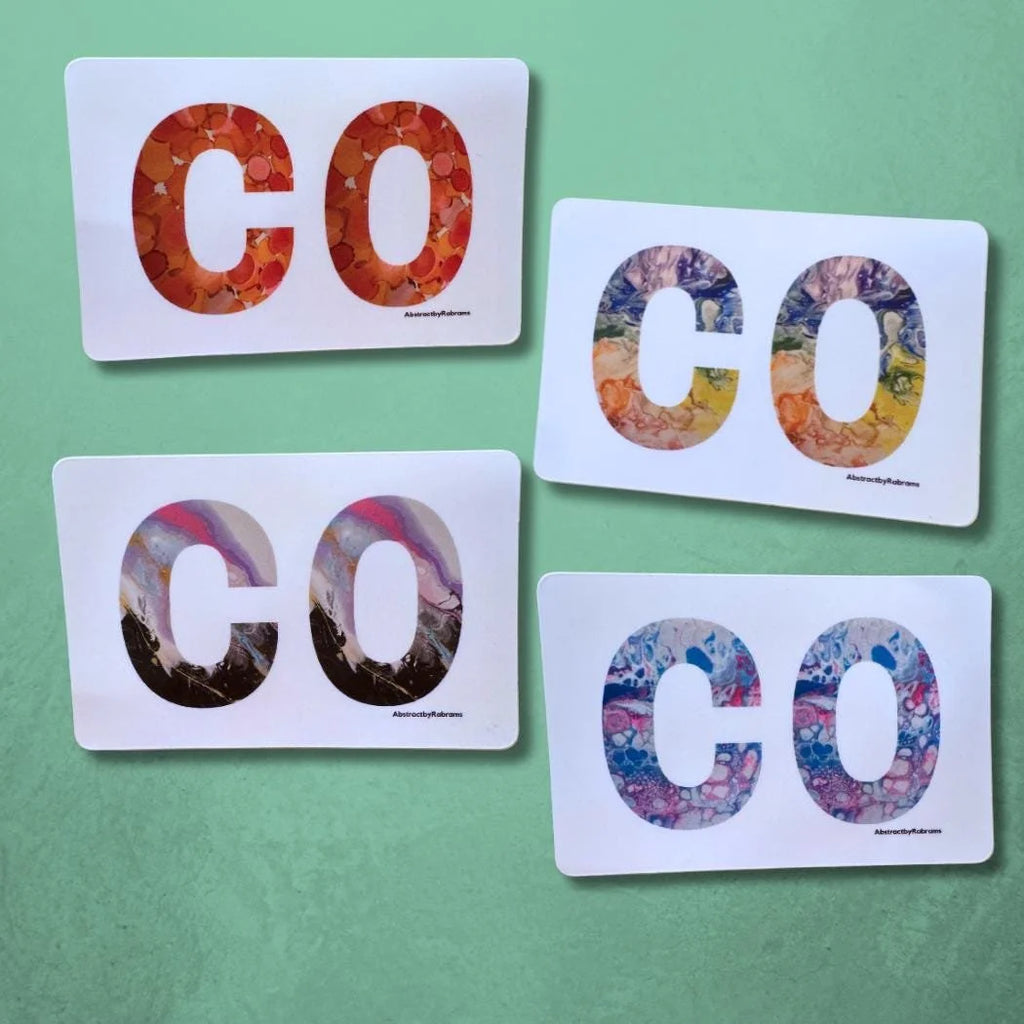 Colorado Abbreviation "CO" Stickers - 3"x2" - Polypropylene - Weatherproof - Colorado State