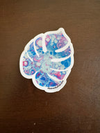 Monstera Sticker - 3″ - Blue and Pink - Vinyl