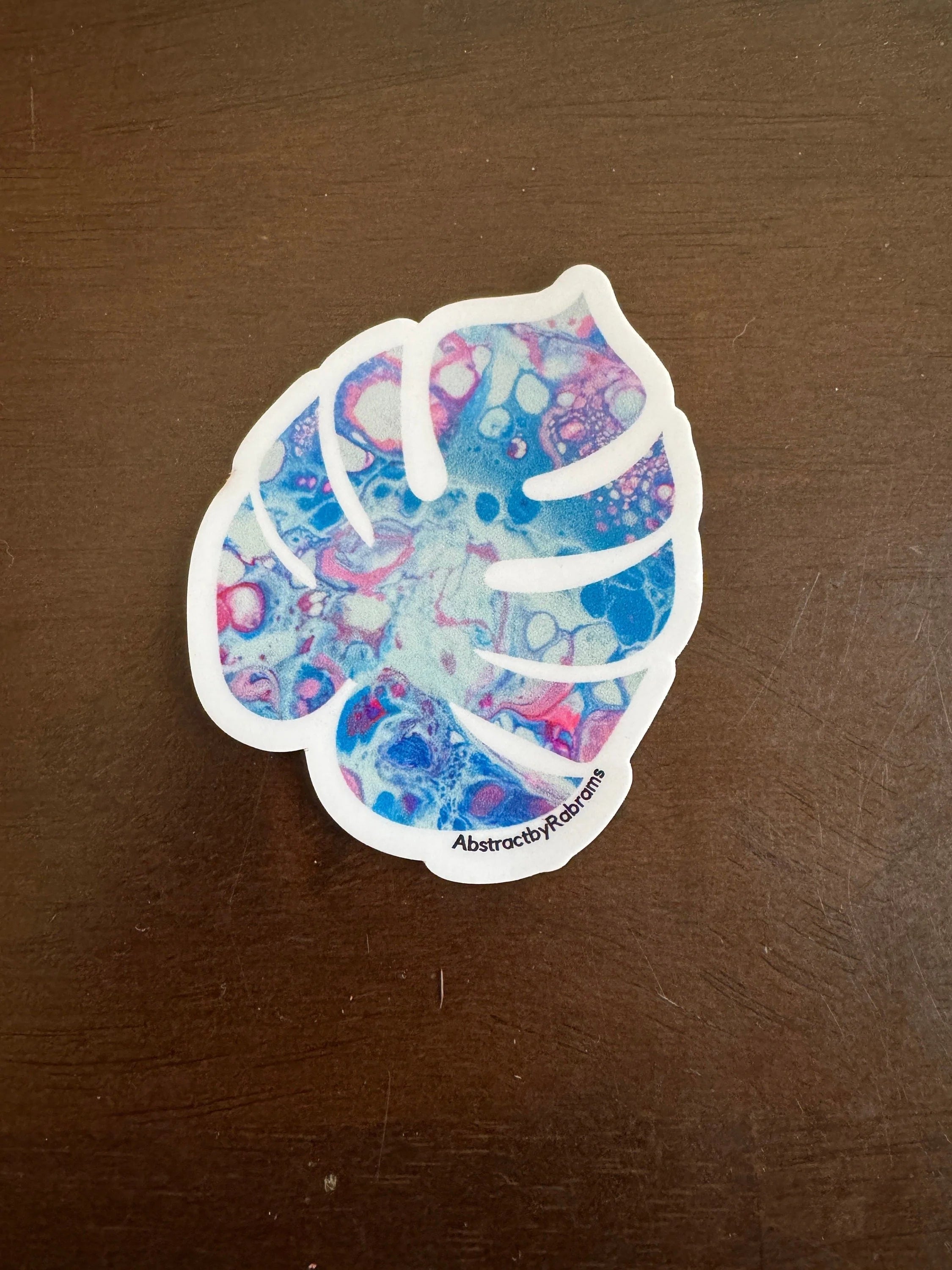 Monstera Sticker - 3″ - Blue and Pink - Vinyl