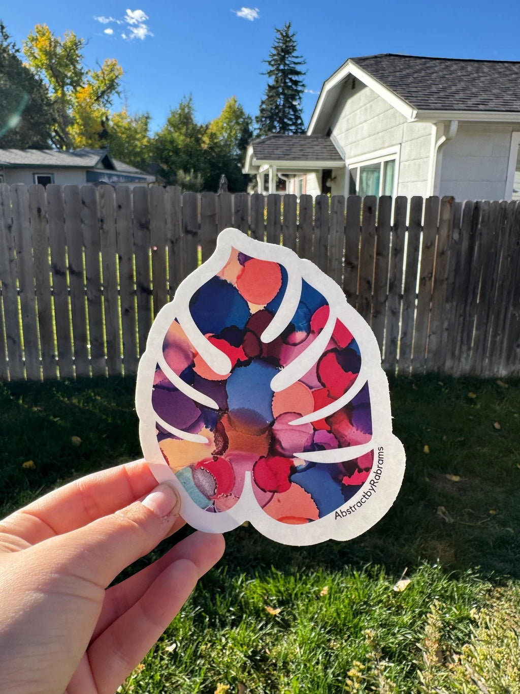 Monstera Dots Sun Catcher Window Decal, Radial Axicon, Rainbow, 4.3"x4.8"
