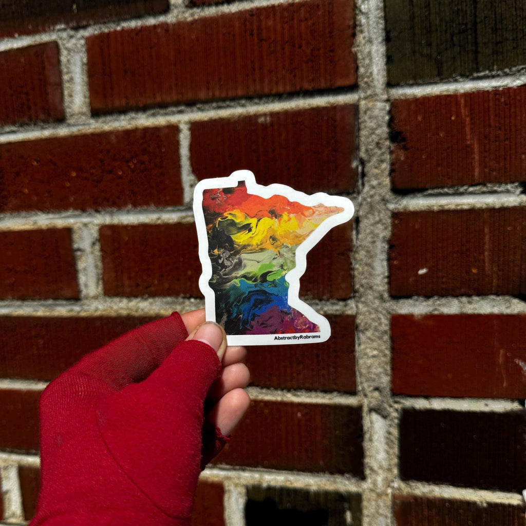 Minnesota Sticker - 3" - Rainbow, Trans Pride, and Cool Colors - Polypropylene
