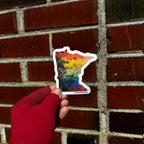 Minnesota Sticker - 3" - Rainbow, Trans Pride, and Cool Colors - Polypropylene