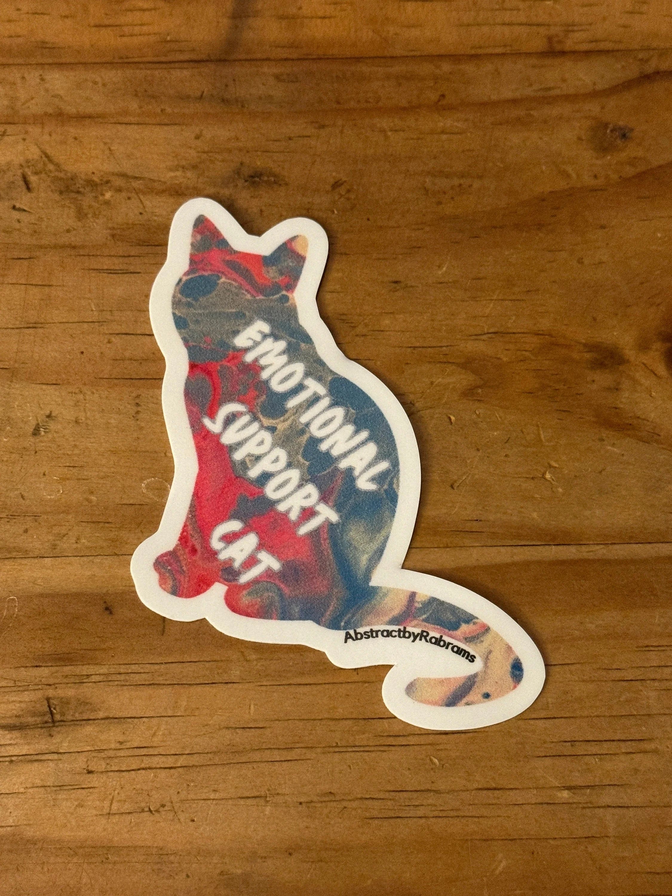 Emotional Support Cat - 3" Waterproof, Vinyl Sticker - 2.89" × 3" - Pink and Blue