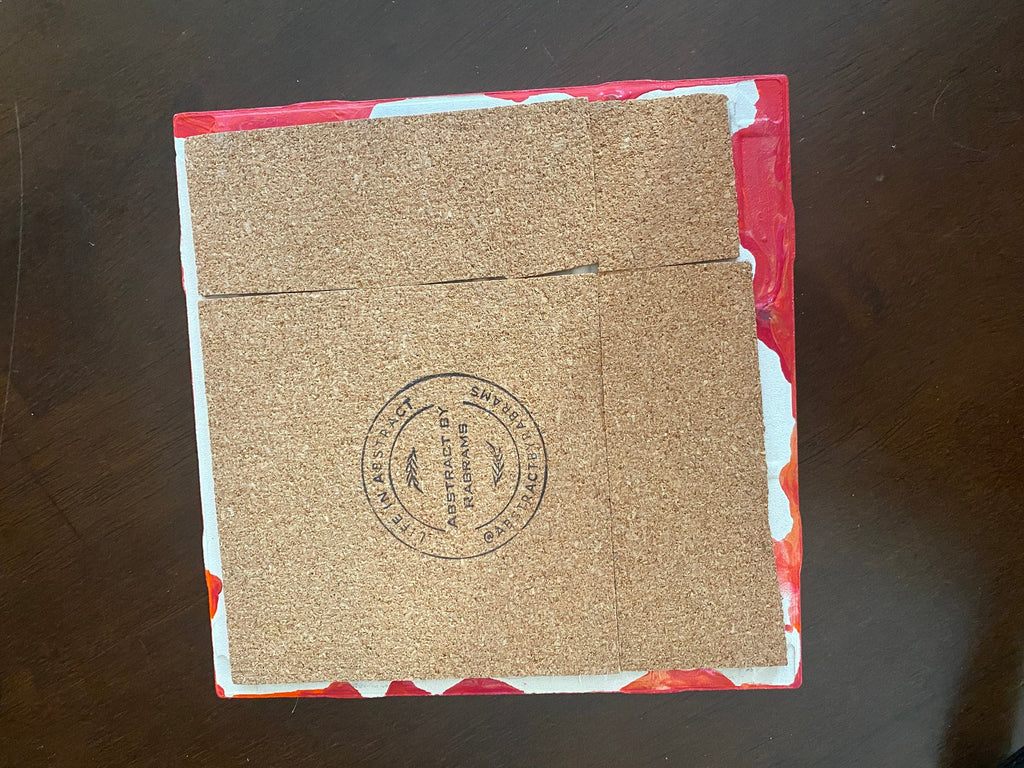 Upcycled Pour Painted Ceramic Trivet - 6"x6"  - Cork Backing - Suitable for Hot and Cold items