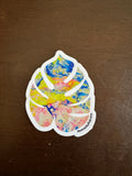 Monstera Sticker - 3″ - Pink, Yellow and Blue - Vinyl