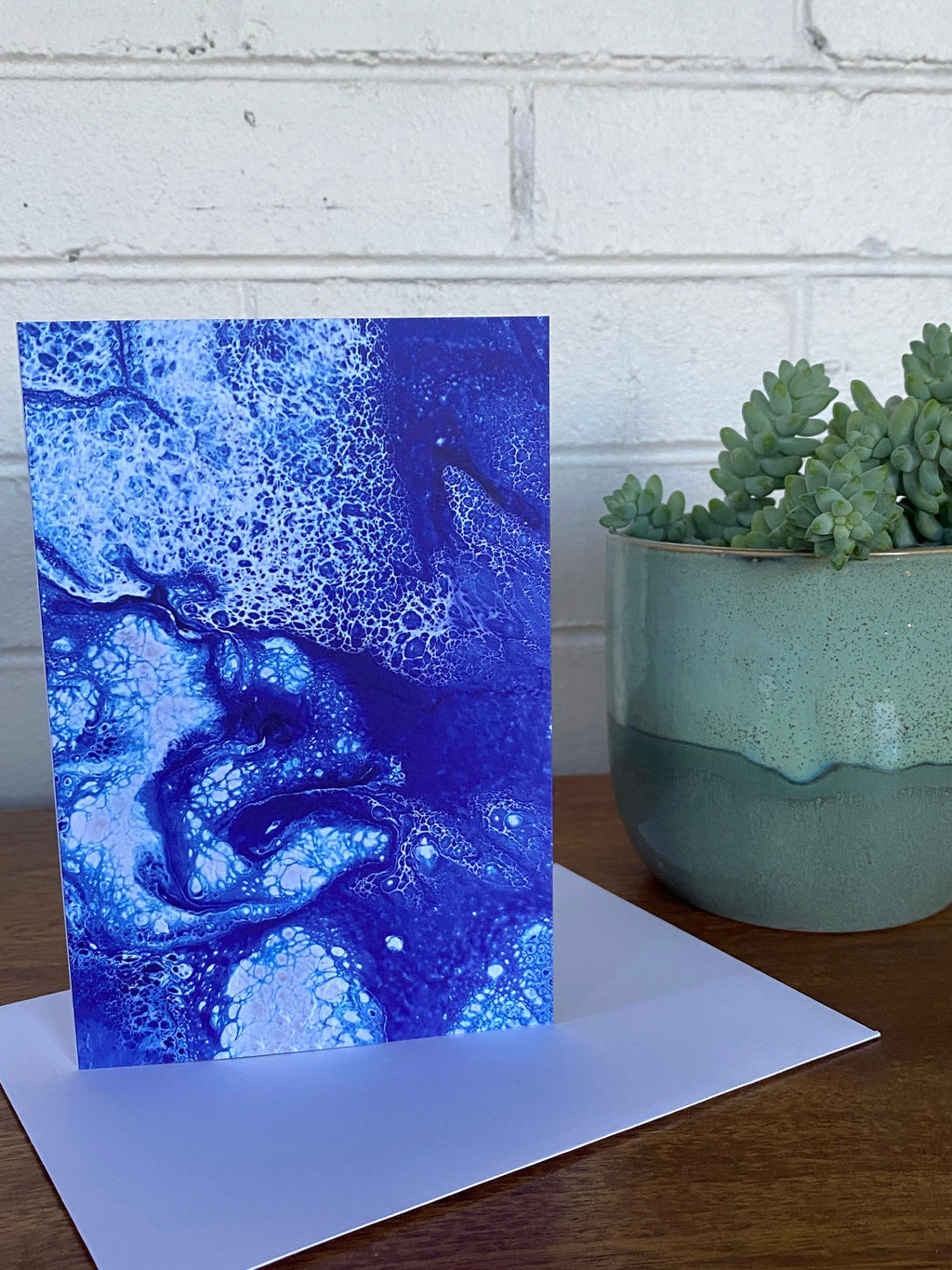 Abstract Snow Pour Painting Greeting Card - 4"x6" - Blank Inside - All Occasions