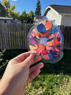 Monstera Dots Sun Catcher Window Decal, Radial Axicon, Rainbow, 4.3"x4.8"