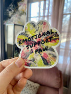 Emotional Support Paw - 3" Waterproof, Vinyl Sticker - Paw Shaped - Dog - Dog Paw