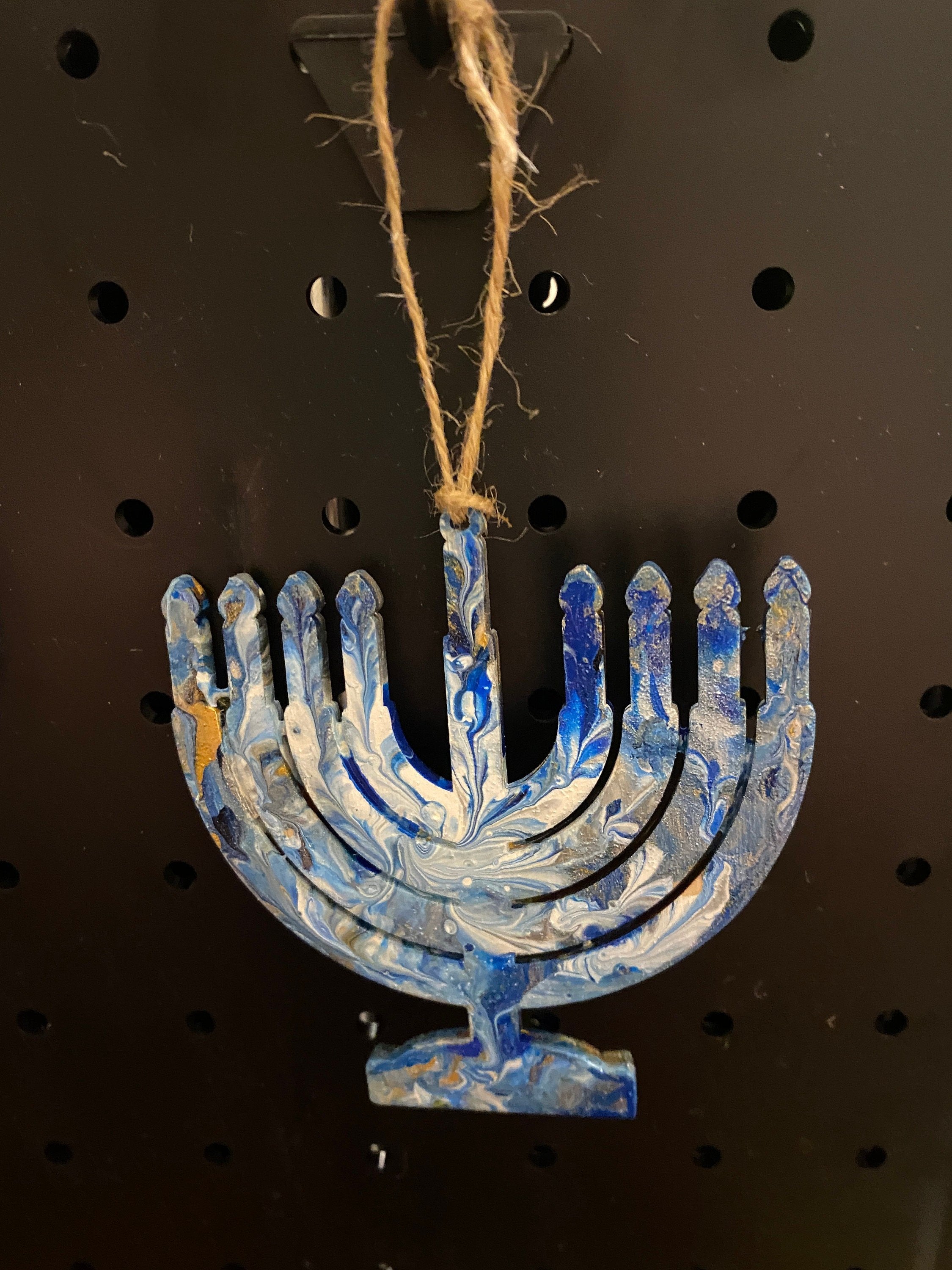 Wooden Menorah decorations for Hannukah