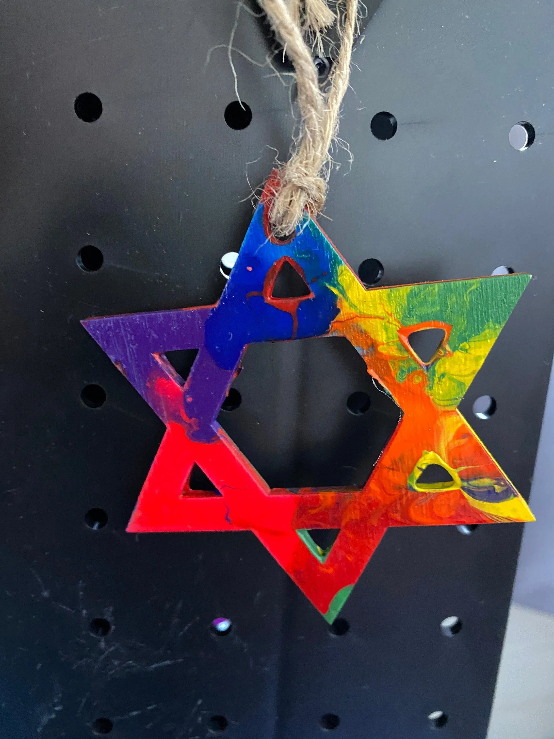 Rainbow Jewish Star decorations - Window Hanging, Wall Hanging, Gift Tags