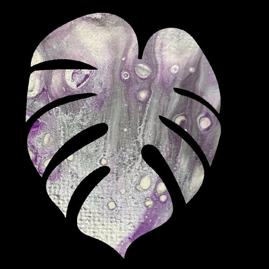 Monstera Sticker - 3″ - Purple and Grey  - Vinyl