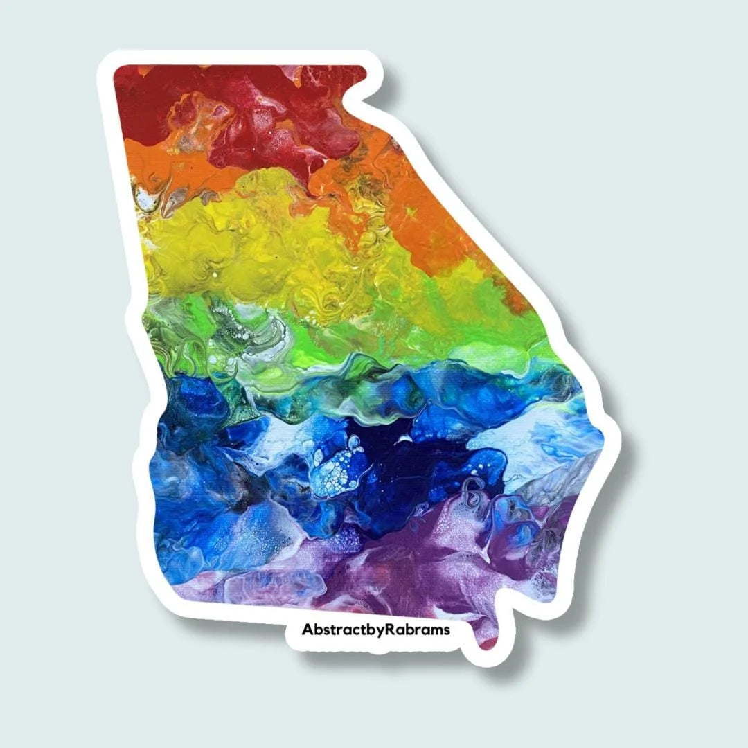 Georgia State Vinyl Sticker - 2.97” x 2.53" - Weatherproof - Colorful - Trans Pride, Rainbow, LGBTQ+
