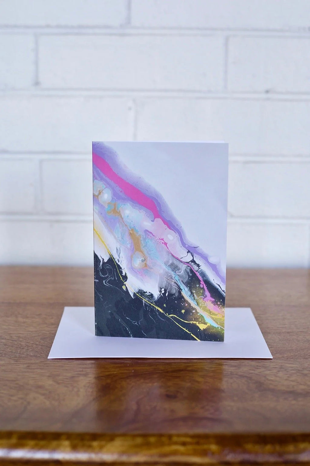 Vibrant Pour Painting Greeting Card Blank Inside