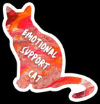 Emotional Support Cat - 3" Waterproof, Vinyl Sticker - 2.89" × 3" - Pink and Orange