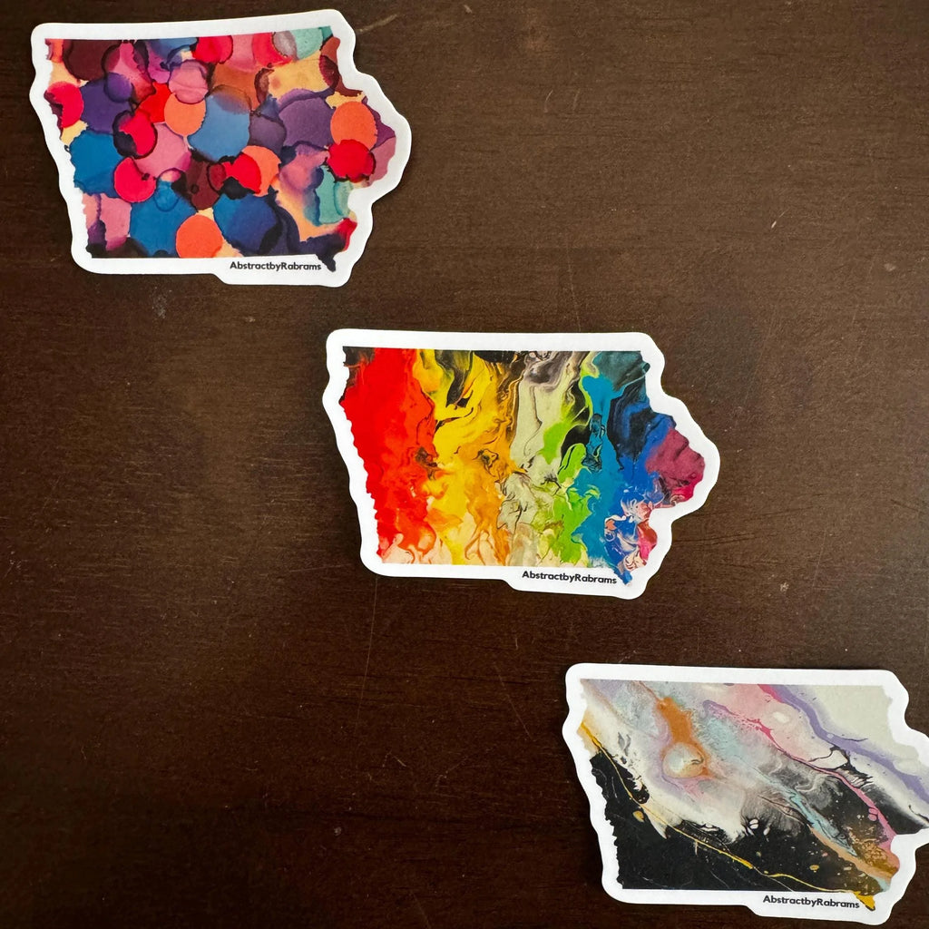 Iowa Vinyl Sticker - 3” x 2.5" - LGBTQ+ - Rainbow - Trans Pride - Iowa State Shape