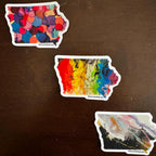 Iowa Vinyl Sticker - 3” x 2.5" - LGBTQ+ - Rainbow - Trans Pride - Iowa State Shape