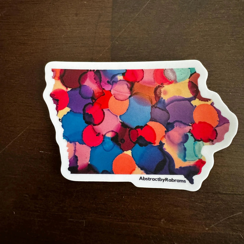 Iowa Vinyl Sticker - 3” x 2.5" - LGBTQ+ - Rainbow - Trans Pride - Iowa State Shape