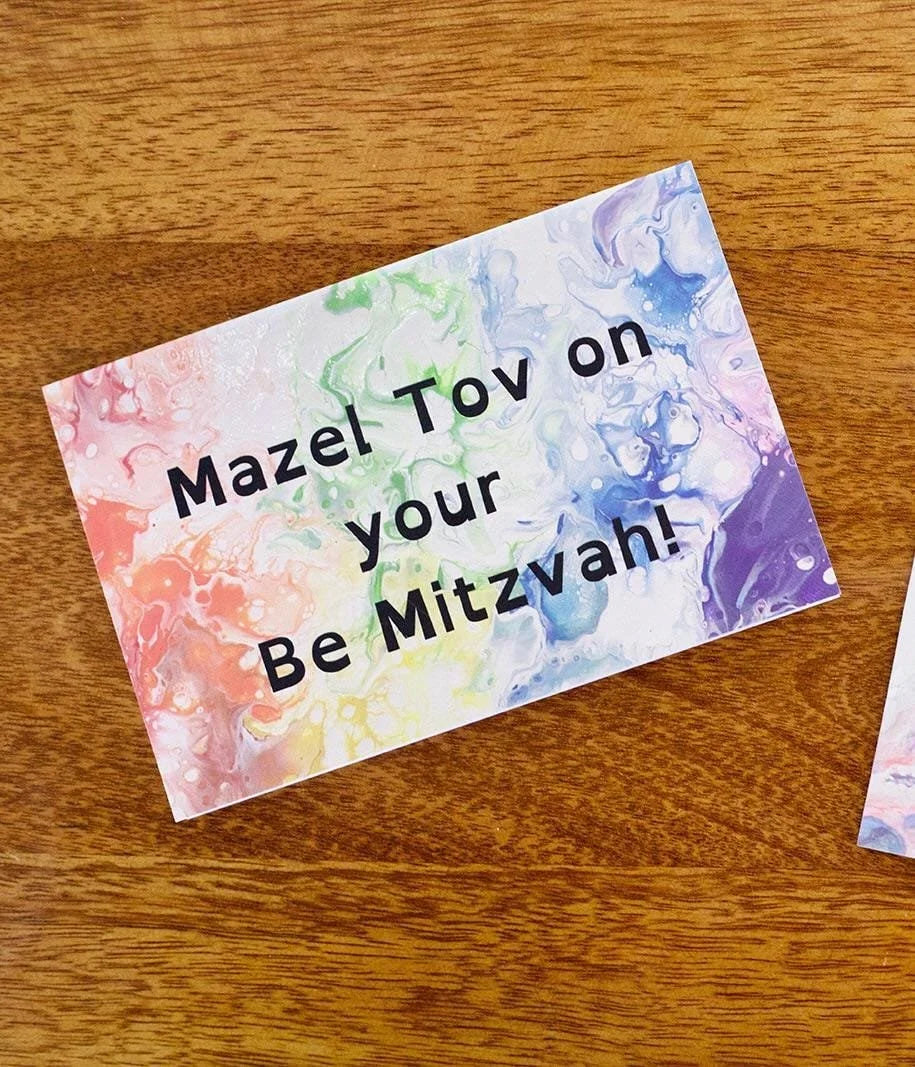 Mazel Tov on Your Be Mitzvah Greeting Card - Rainbow - Pastel - 4"x6"