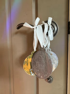 Wooden Metallic Christmas Ornaments - Twine or White Ribbon. 3" Silver, Gold, Rose