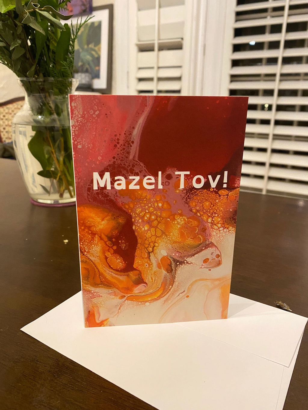 Mazel Tov Pink and Orange Greeting Card