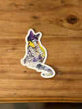 Emotional Support Cat - 3" Waterproof, Vinyl Sticker - 2.89" × 3" - Purple, Yellow, Black and White