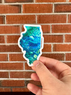 Illinois State Sticker - 3"x1.8" - Vinyl - Weatherproof