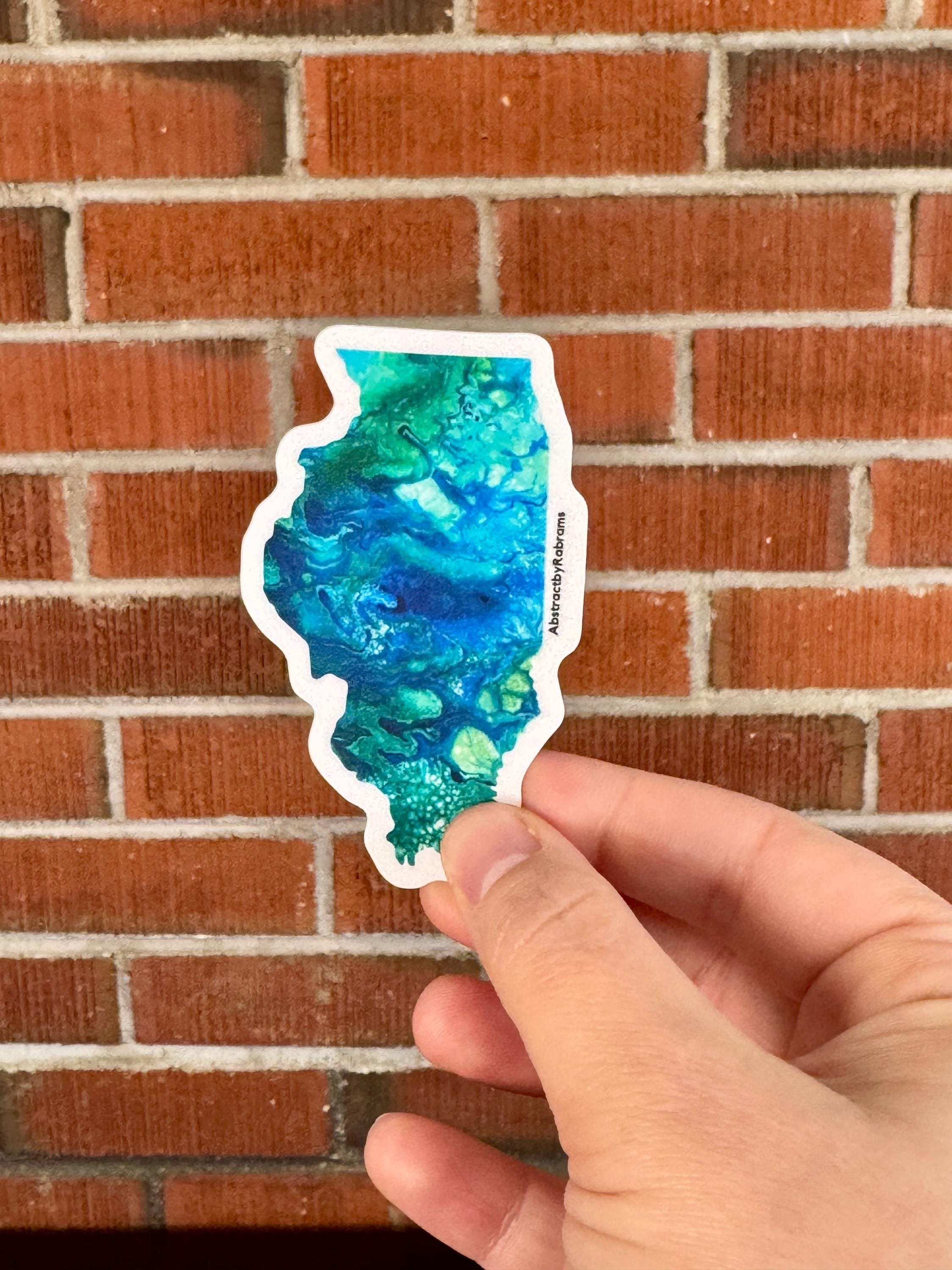 Illinois State Sticker - 3"x1.8" - Vinyl - Weatherproof