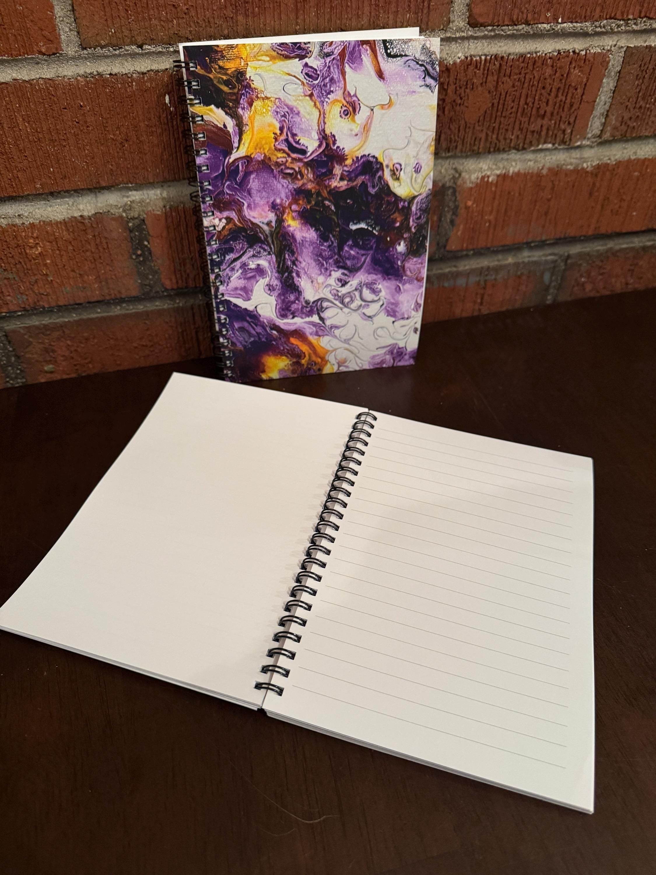 Purple and Yellow Soft Touch Cover Spiral Journal -  5.5"x8"