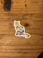 Emotional Support Cat - 3" Waterproof, Vinyl Sticker - 2.89" × 3" - Purple and Yellow