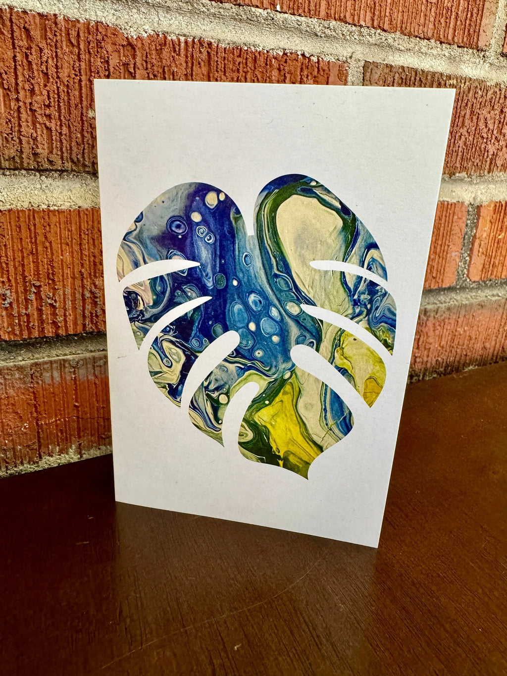 Yellow, Green & Blue Monstera Greeting Card - 4"x6" - 100% PCW
