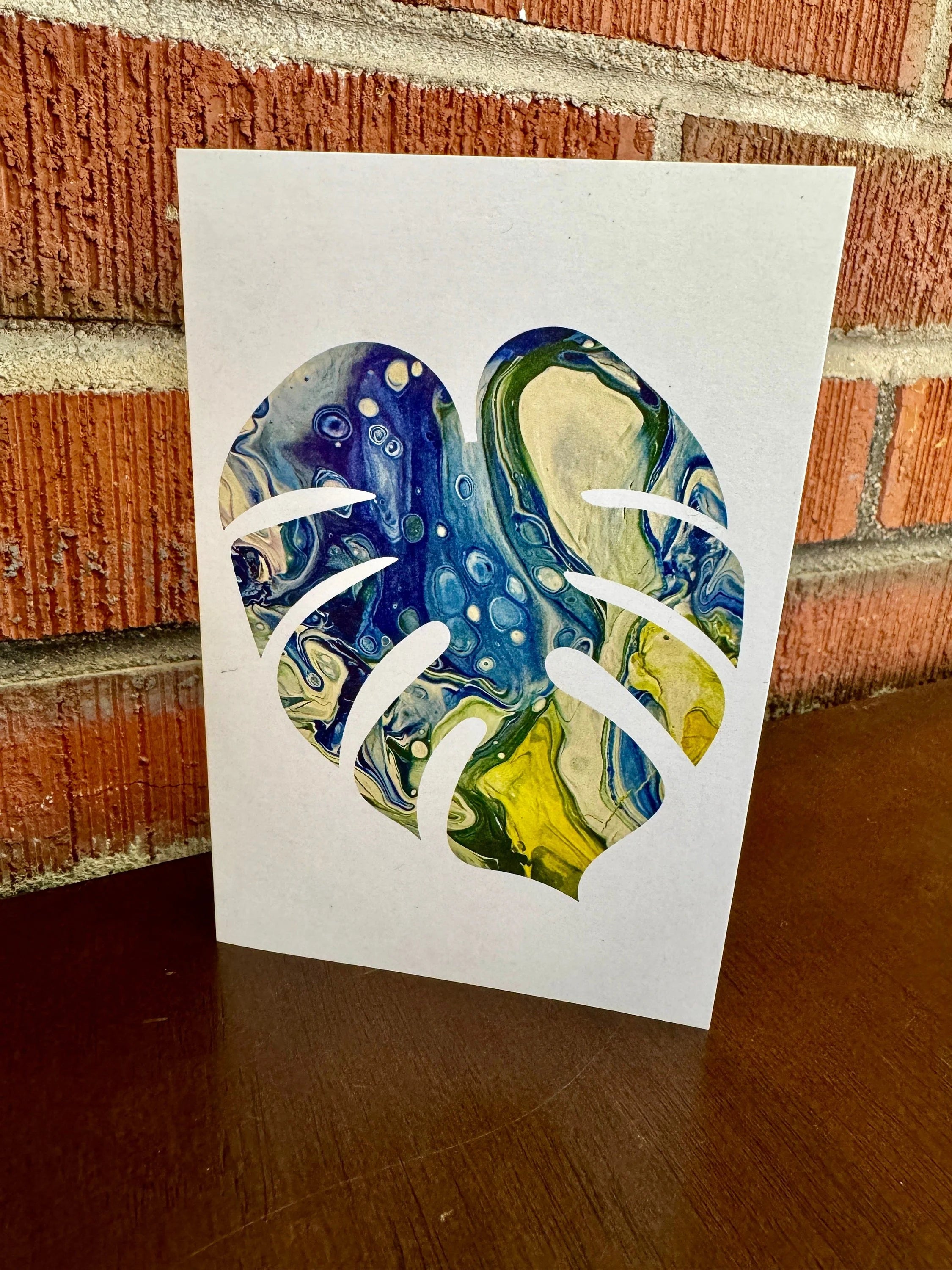 Yellow, Green & Blue Monstera Greeting Card - 4"x6" - 100% PCW