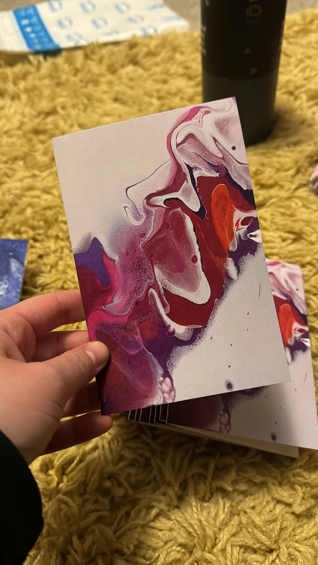 Pink, Purple Abstract Pour Painting Greeting Card - 4"x6"