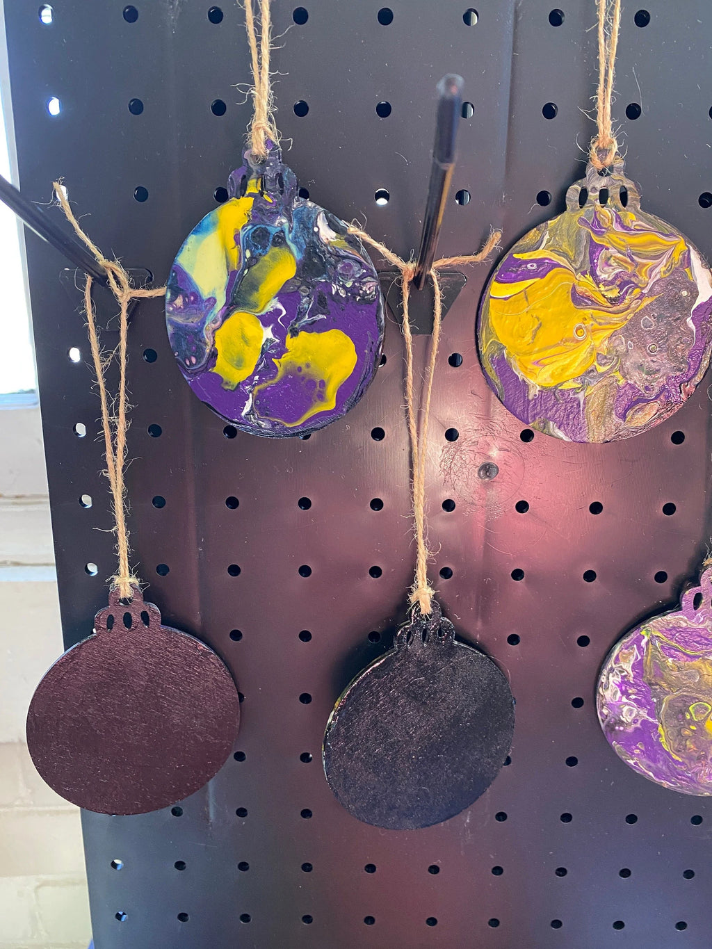 Purple, Black, Yellow and White Ornaments