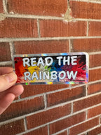 Read the Rainbow Sticker - 3.8" x 1.6" - Rainbow - Vinyl - LGBTQ+ - Ally - Queer Book - Queer Author - Disco Plaid