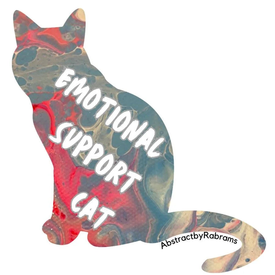 Emotional Support Cat - 3" Waterproof, Vinyl Sticker - 2.89" × 3" - Pink and Blue