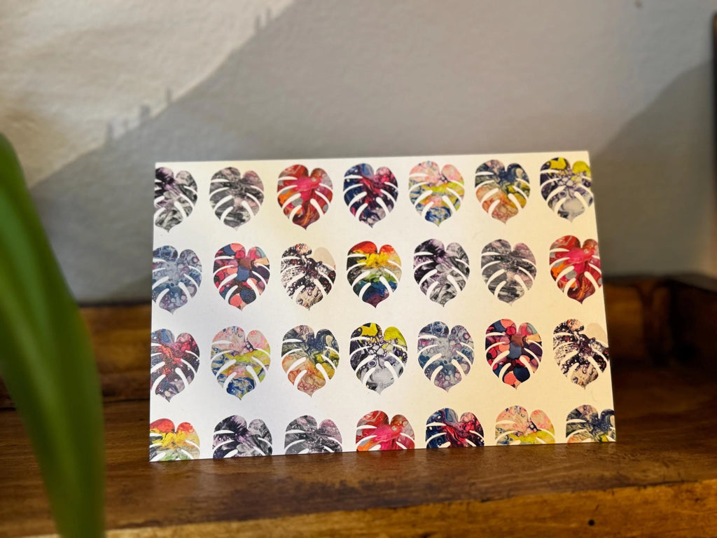 Colorful Monstera Greeting Card - A2 -  Blank Inside - 100% PCW Paper